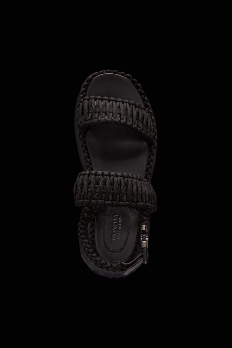 Sandalias Moncler Belay Woven Mujer Negros | XMWT-16584