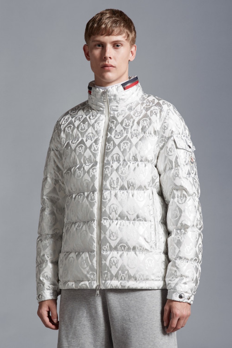 Chamarra Moncler Bourne Hombre Blancos Plateados | DXJN-35780