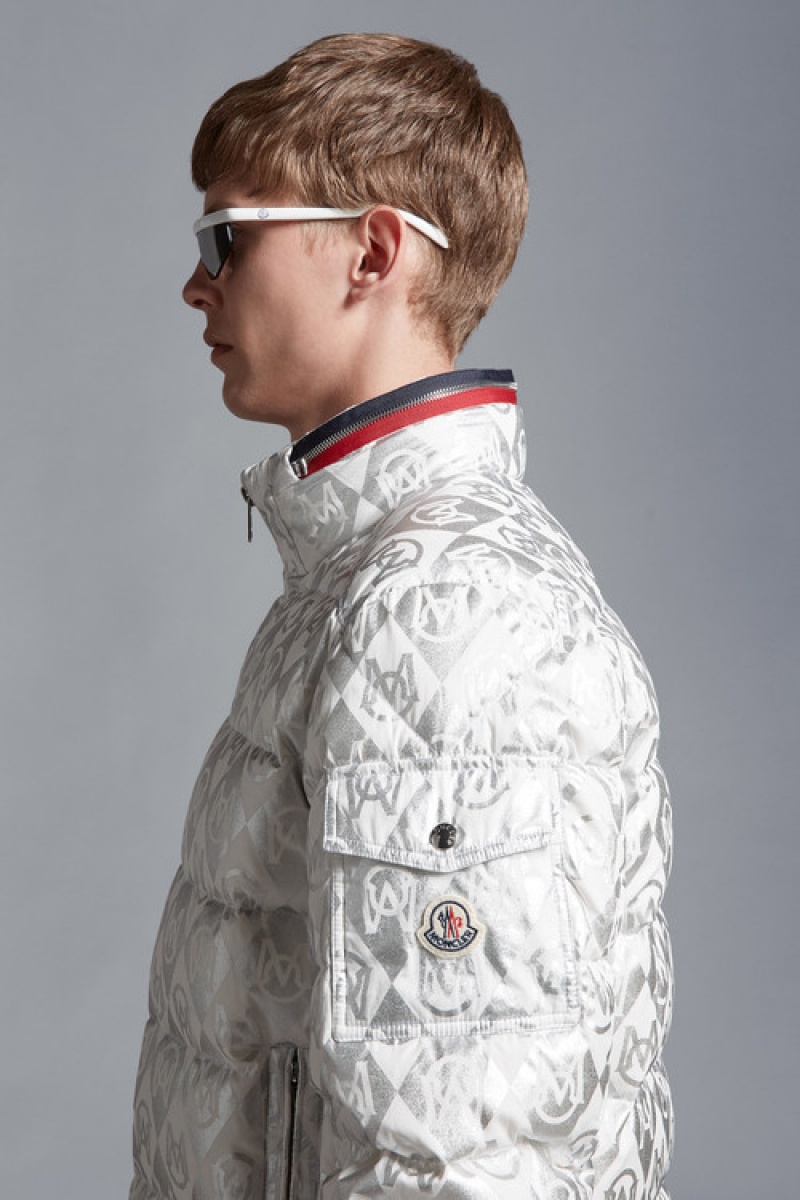 Chamarra Moncler Bourne Hombre Blancos Plateados | DXJN-35780