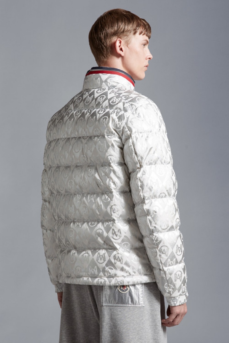 Chamarra Moncler Bourne Hombre Blancos Plateados | DXJN-35780