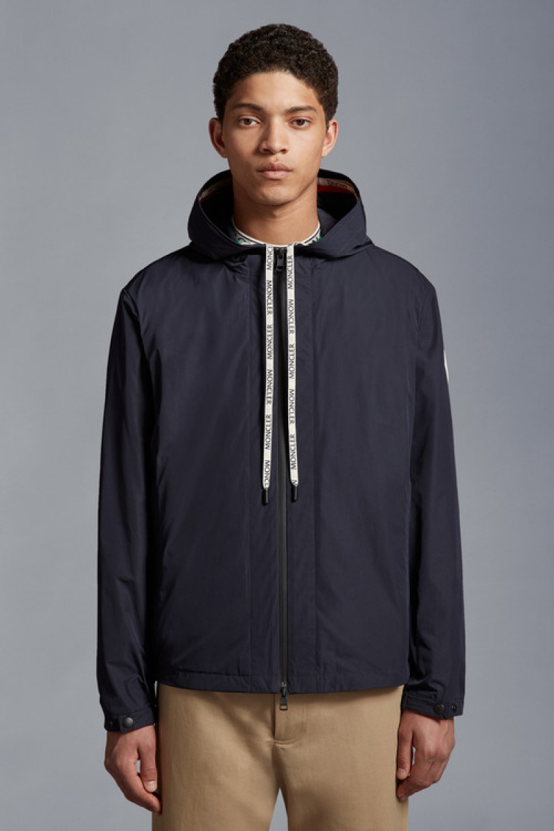 Chamarra Moncler Carles Encapuchado Hombre Azules Oscuro | SCTO-96817