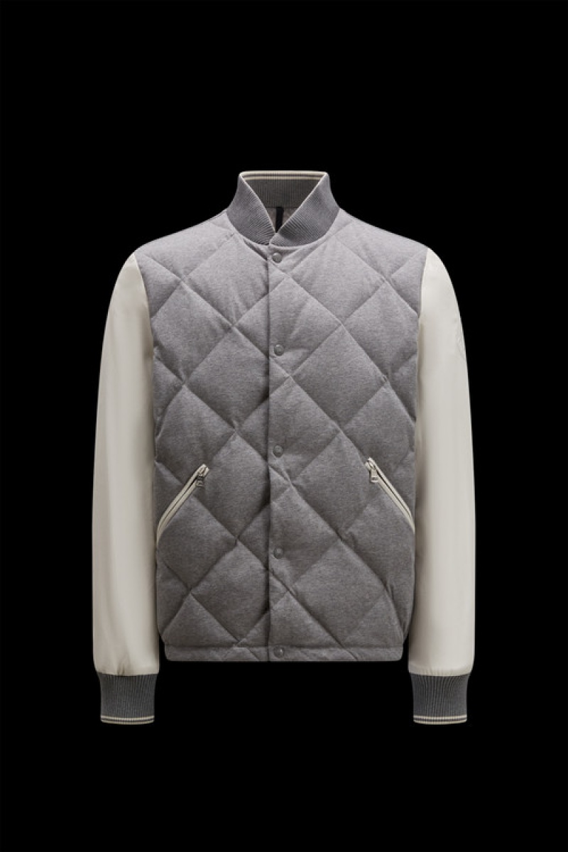 Chamarra Moncler Charente Bomber Hombre Blancos Grises | QPZU-07951