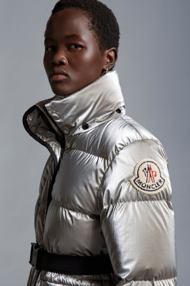 Chamarra Moncler Herault Mujer Plateados | LZXG-52476