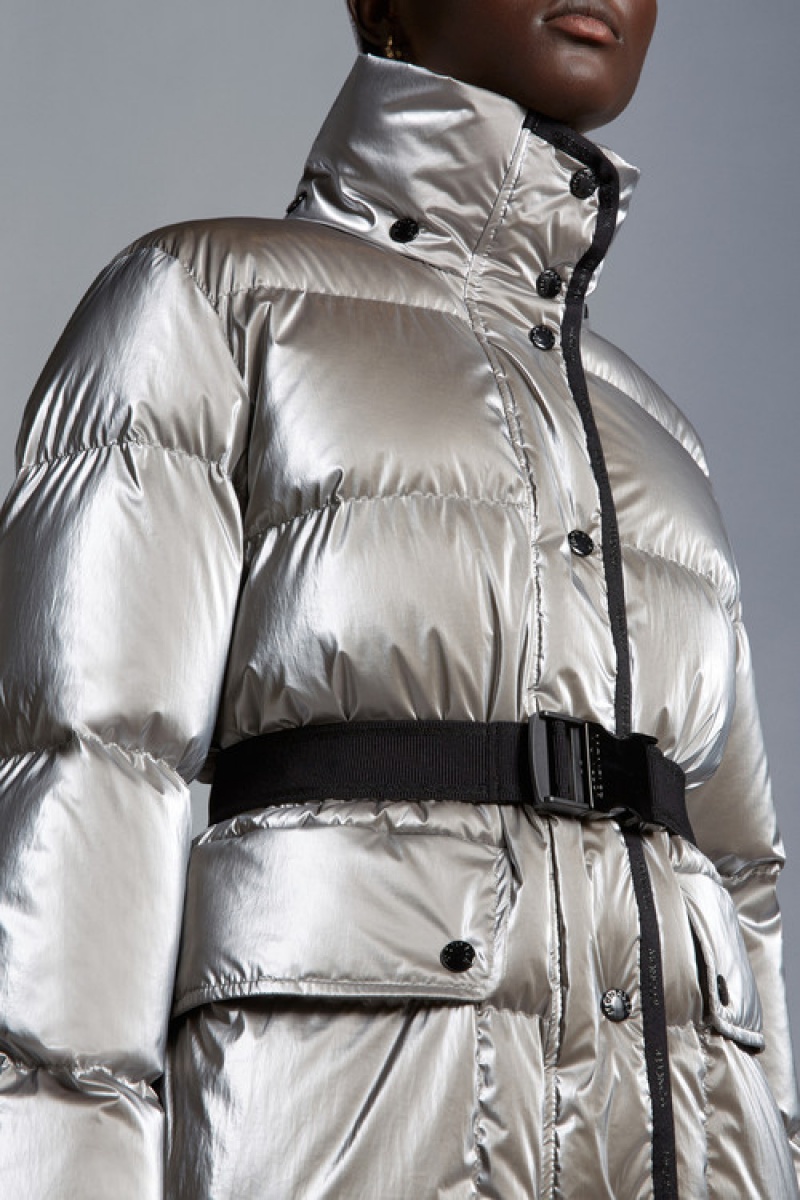 Chamarra Moncler Herault Mujer Plateados | LZXG-52476