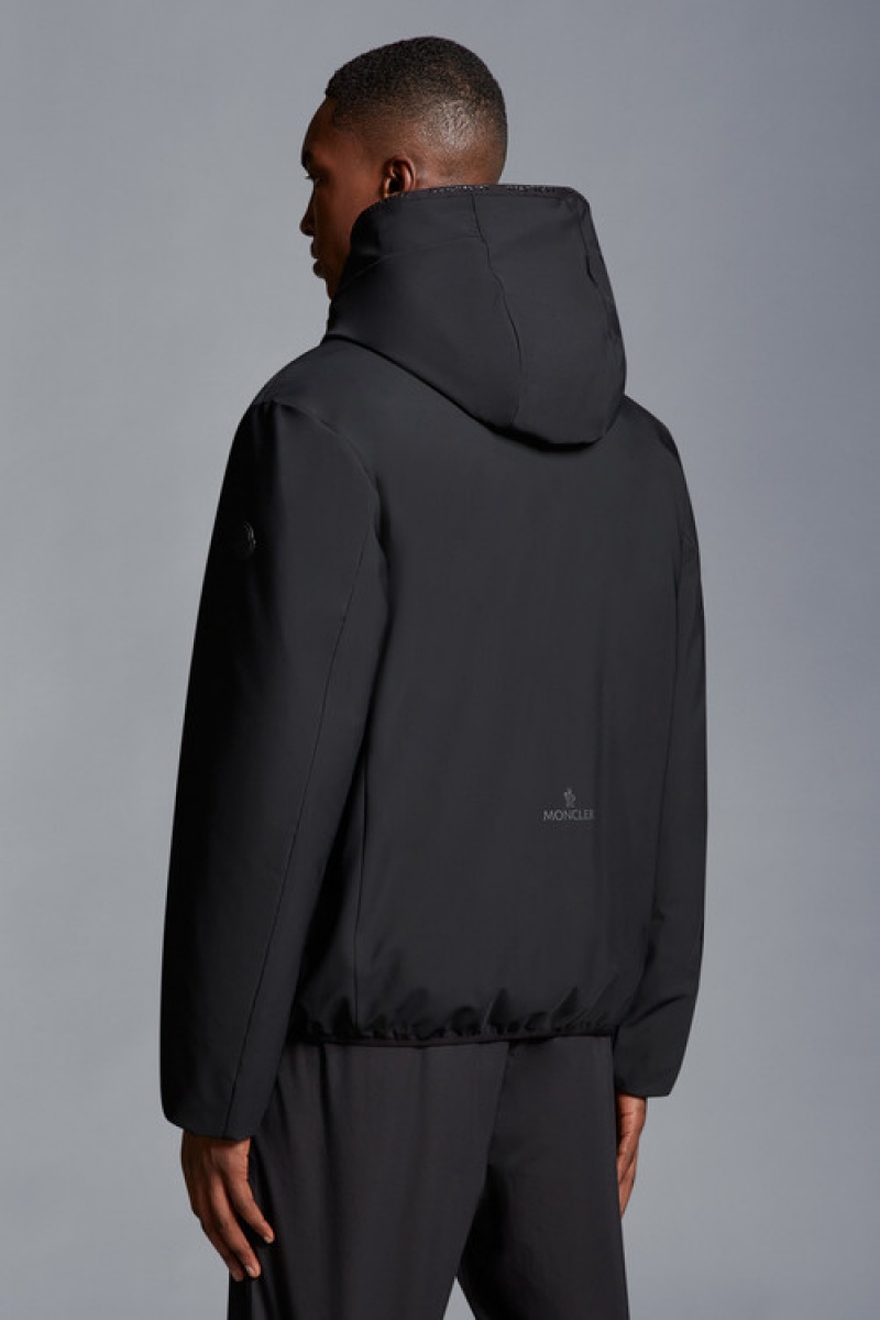 Chamarra Moncler Iton Encapuchado Hombre Negros | ZMHB-67485