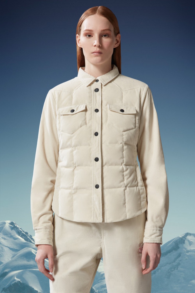 Chamarra Moncler Nangy Shacket Mujer Blancos | QKEZ-56349