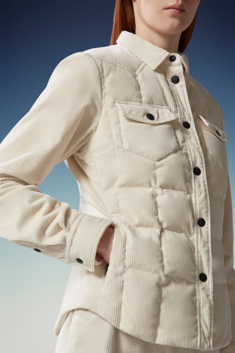 Chamarra Moncler Nangy Shacket Mujer Blancos | QKEZ-56349