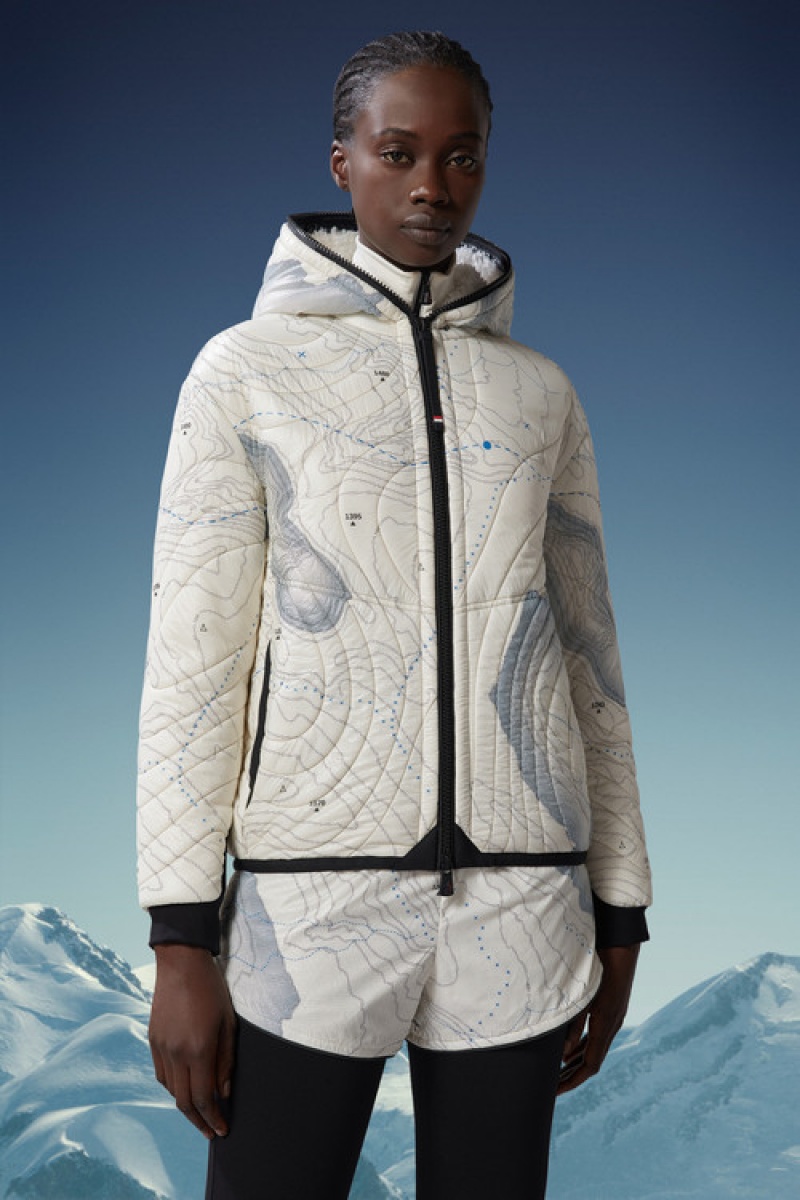 Chamarra Moncler Niverolle Acolchado Mujer Azules Blancos | OWQI-12860