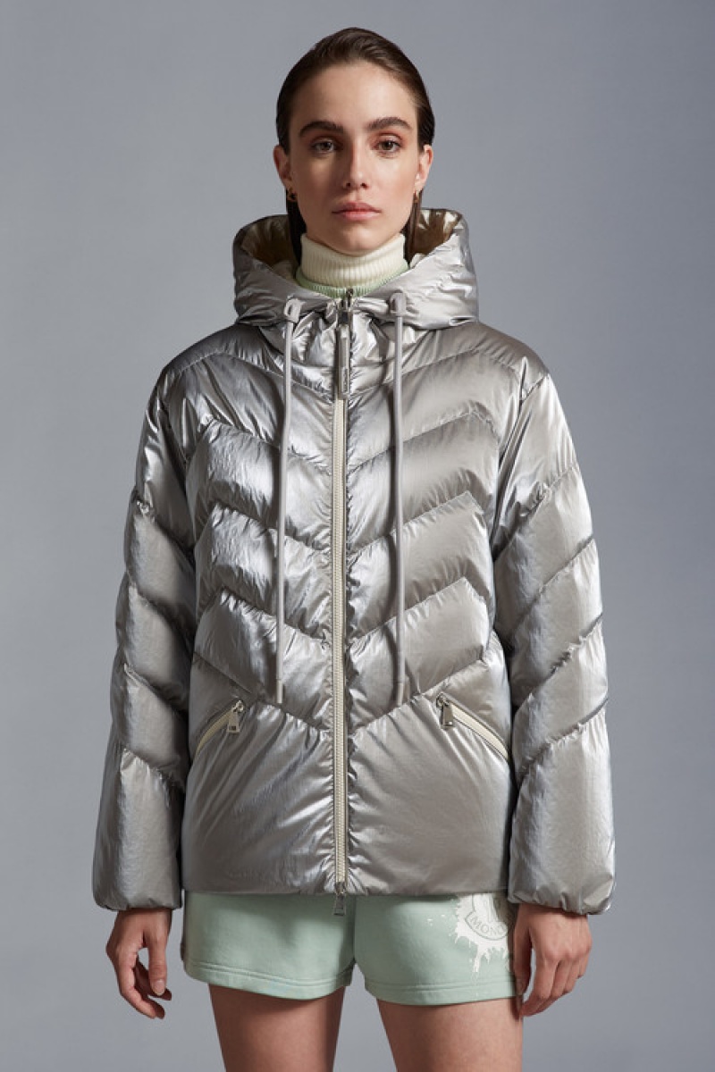 Chamarra Moncler Oeting Mujer Plateados | BWZK-71293