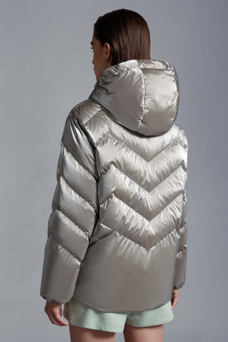 Chamarra Moncler Oeting Mujer Plateados | BWZK-71293