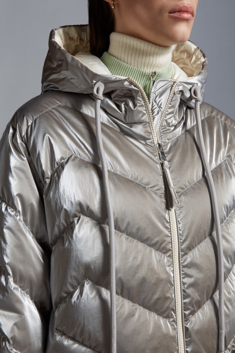 Chamarra Moncler Oeting Mujer Plateados | BWZK-71293