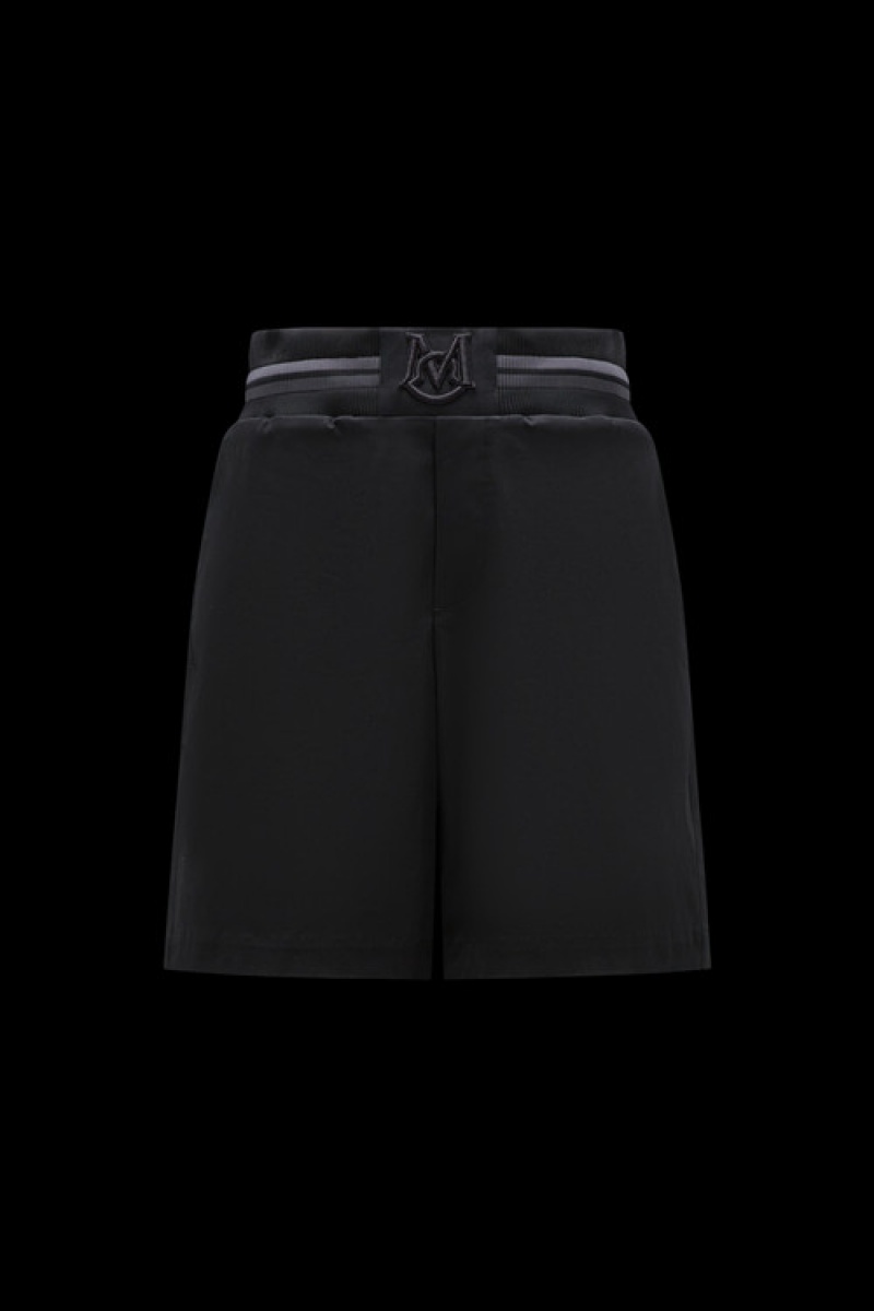 Short Moncler Gabardine Hombre Negros | XOQZ-05246