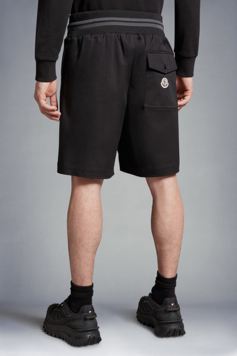 Short Moncler Gabardine Hombre Negros | XOQZ-05246