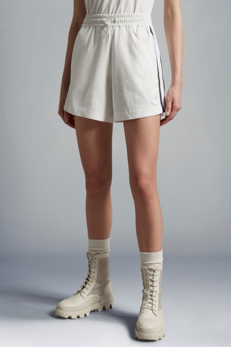 Short Moncler Logo Mujer Blancos | SIBQ-76392