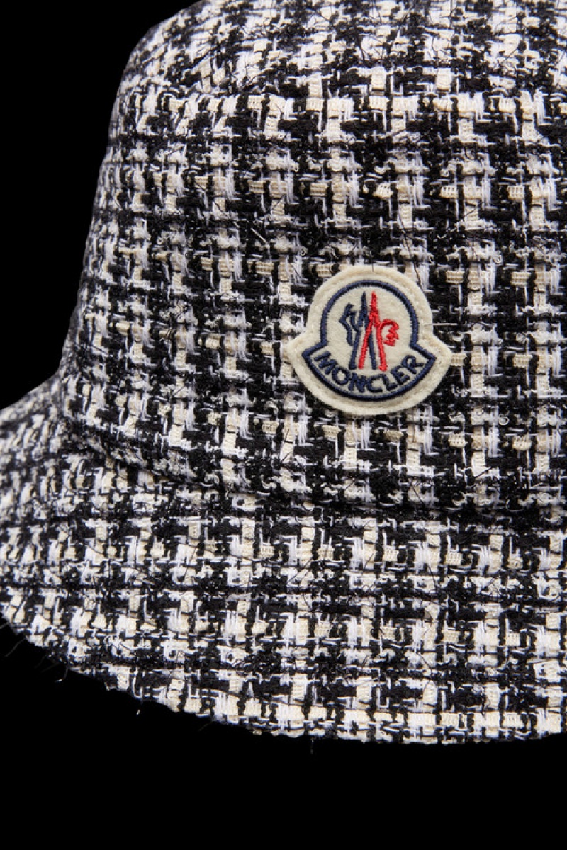 Sombreros Moncler Tweed Bucket Mujer Negros Blancos | TPGE-62983