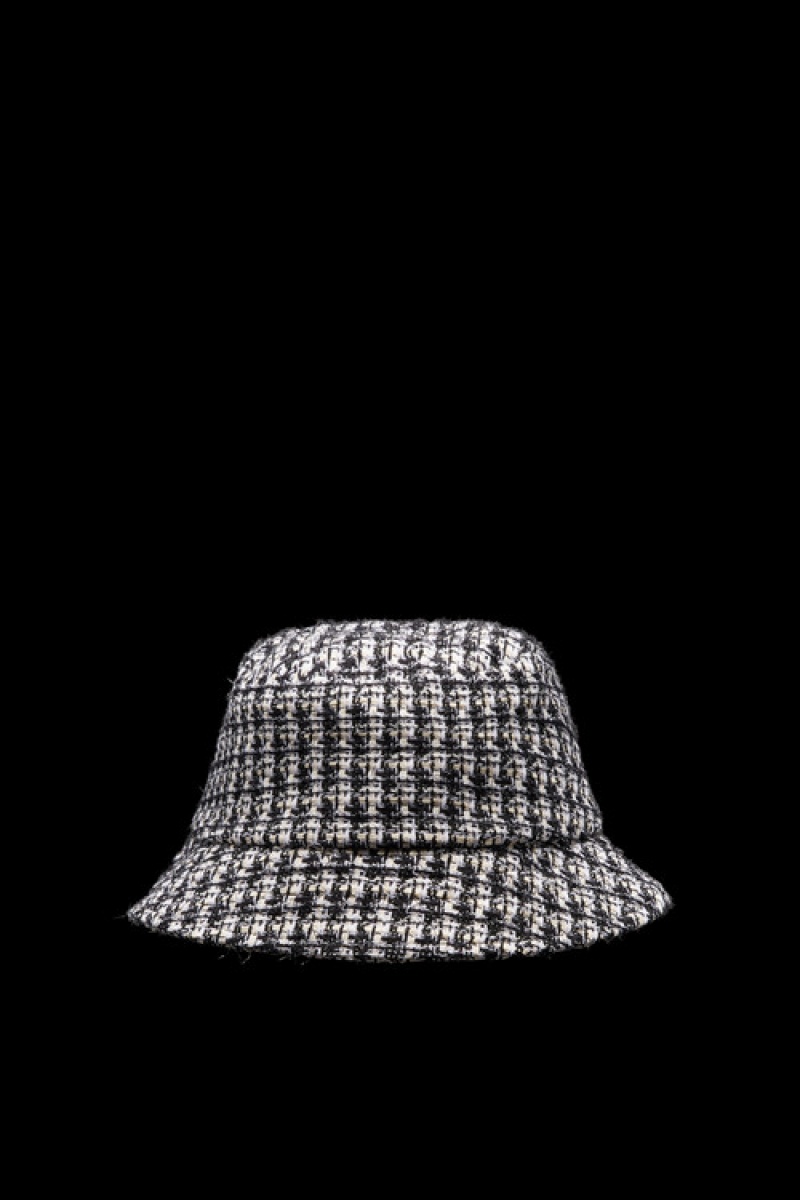 Sombreros Moncler Tweed Bucket Mujer Negros Blancos | TPGE-62983