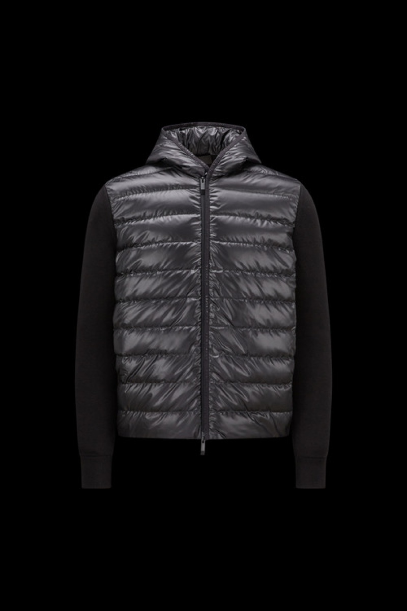 Sudadera con Capucha Moncler Acolchado Algodon Hombre Negros | OAKE-70156