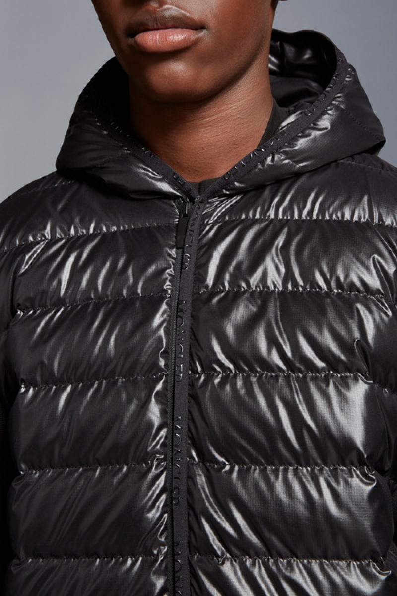 Sudadera con Capucha Moncler Acolchado Algodon Hombre Negros | OAKE-70156