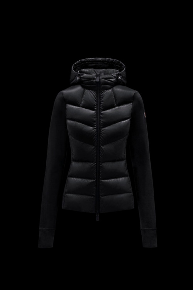 Sudadera con Capucha Moncler Acolchado Fleece Mujer Negros | UVBO-13752