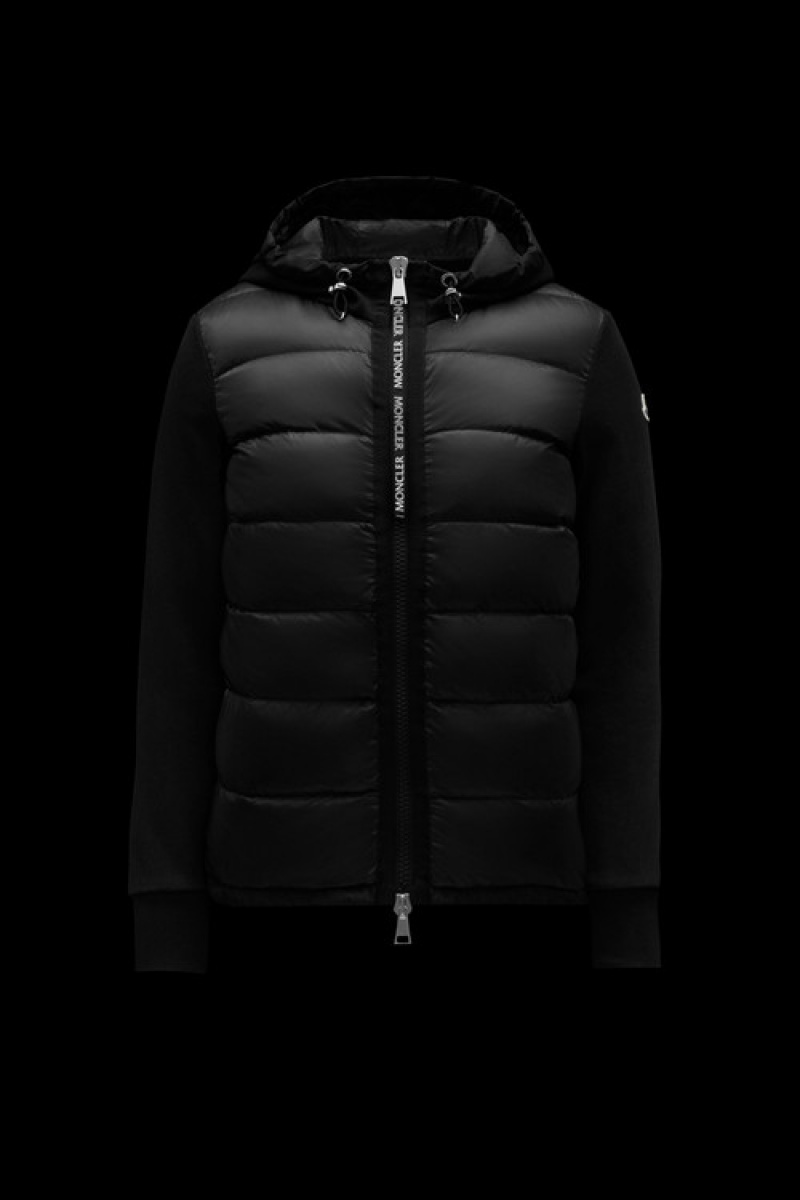 Sudadera con Capucha Moncler Acolchado Fleece Mujer Negros | POYB-46270