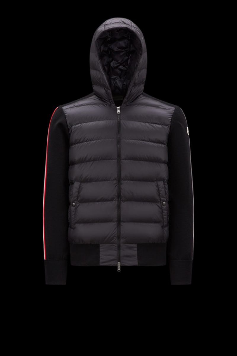 Sudadera con Capucha Moncler Acolchado Lana Hombre Negros | GAOQ-32098