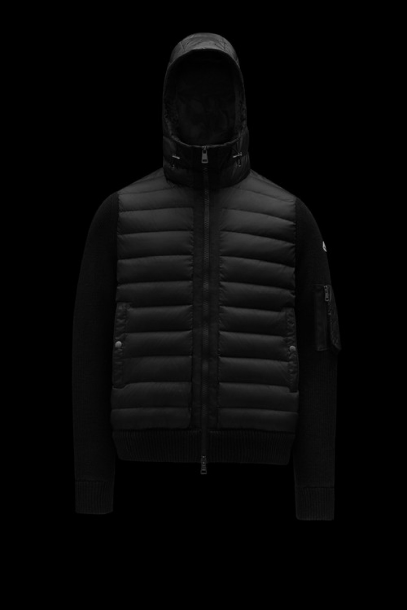 Sudadera con Capucha Moncler Acolchado Lana Hombre Negros | ROPI-27096