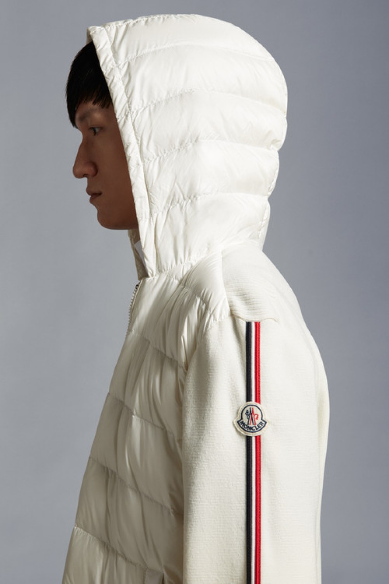 Sudadera con Capucha Moncler Acolchado Lana Hombre Blancos | RDAZ-95341