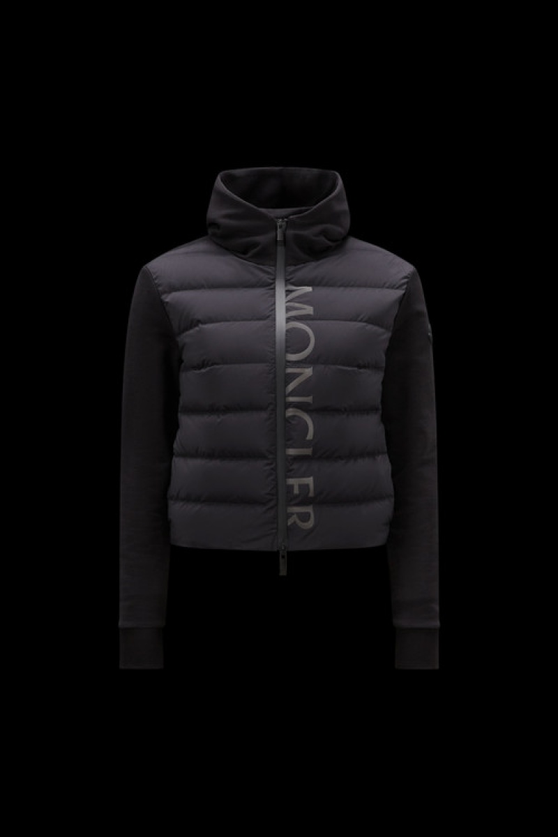 Sudadera con Capucha Moncler Acolchado Zip-up Mujer Negros | KCAV-65397