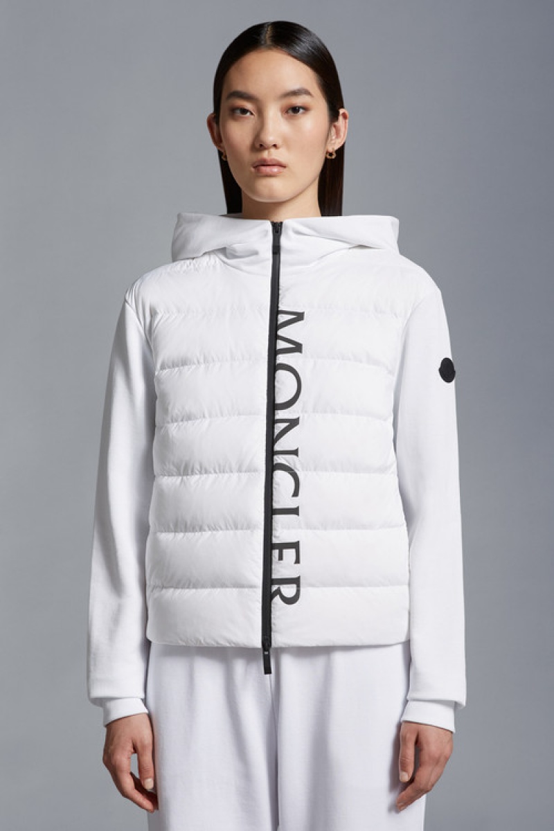 Sudadera con Capucha Moncler Acolchado Zip-up Mujer Blancos | OINP-95637