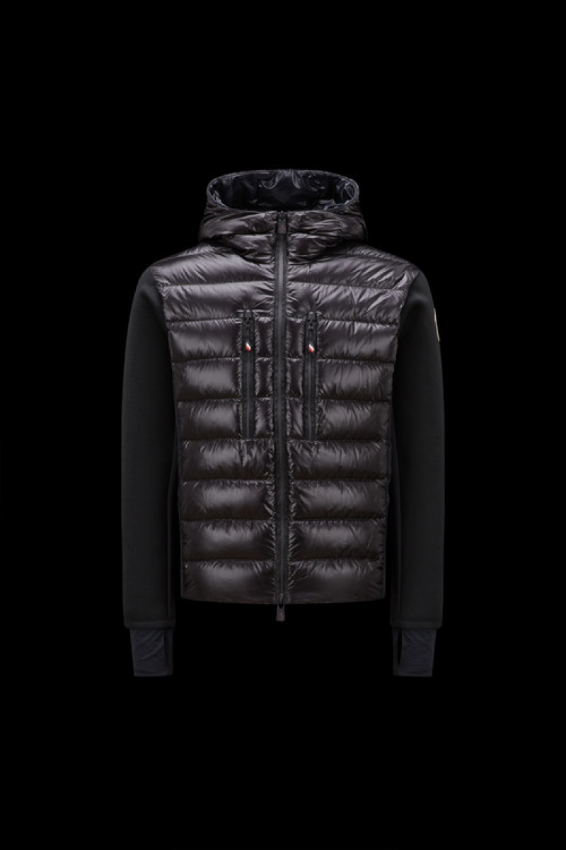 Sudadera con Capucha Moncler Acolchado Zip-up Hombre Negros | XFAZ-81632