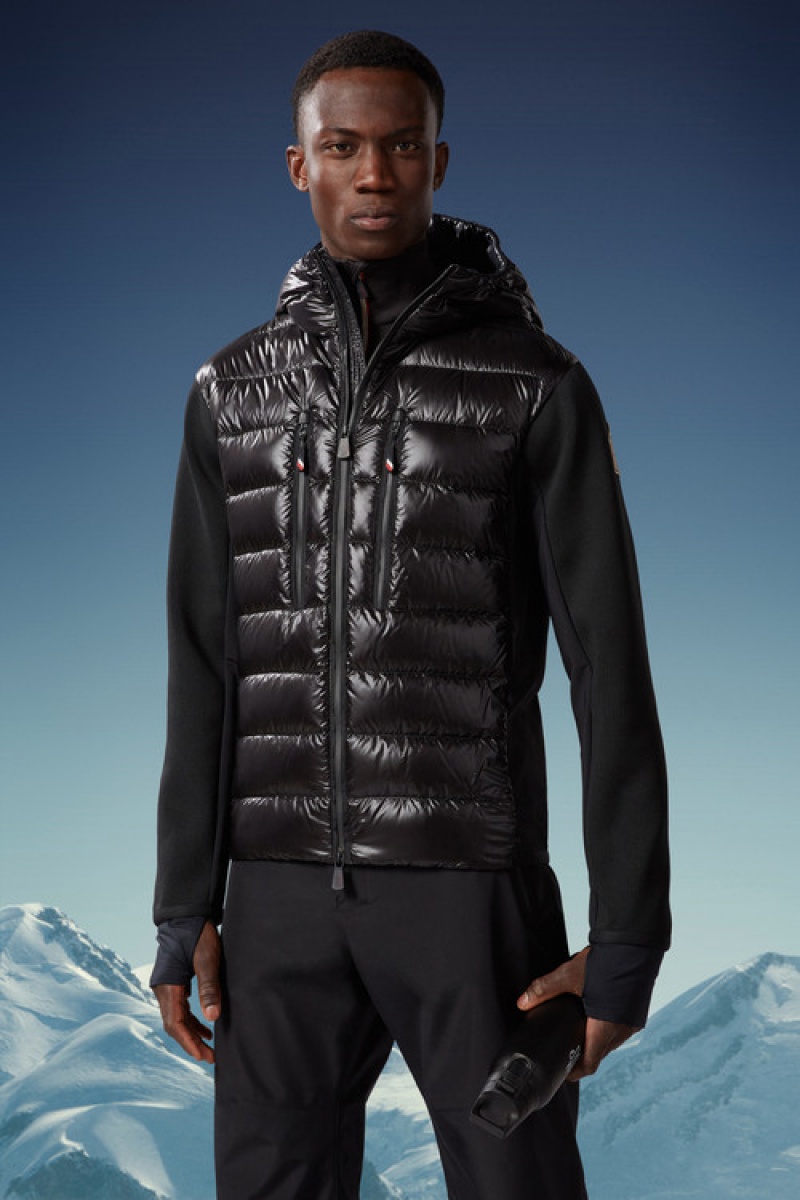 Sudadera con Capucha Moncler Acolchado Zip-up Hombre Negros | XFAZ-81632