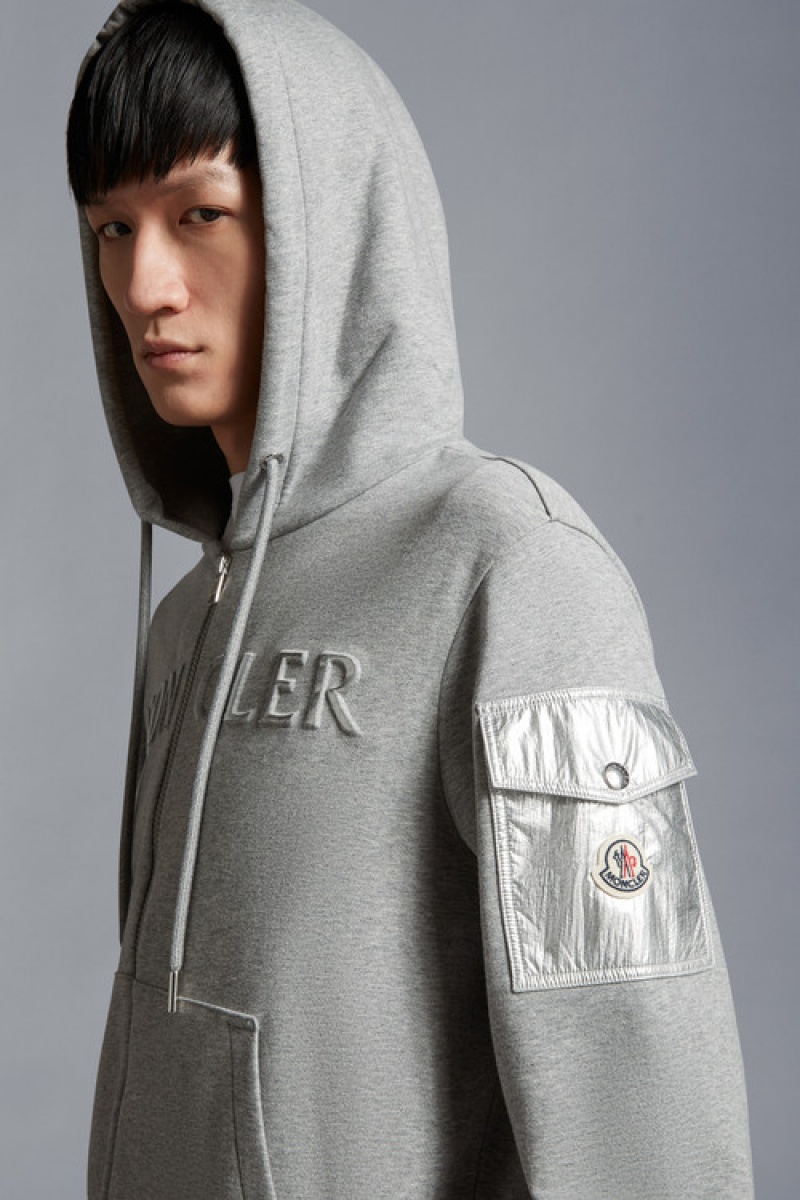 Sudadera con Capucha Moncler Embossed Logo Hombre Grises | ROQD-48719