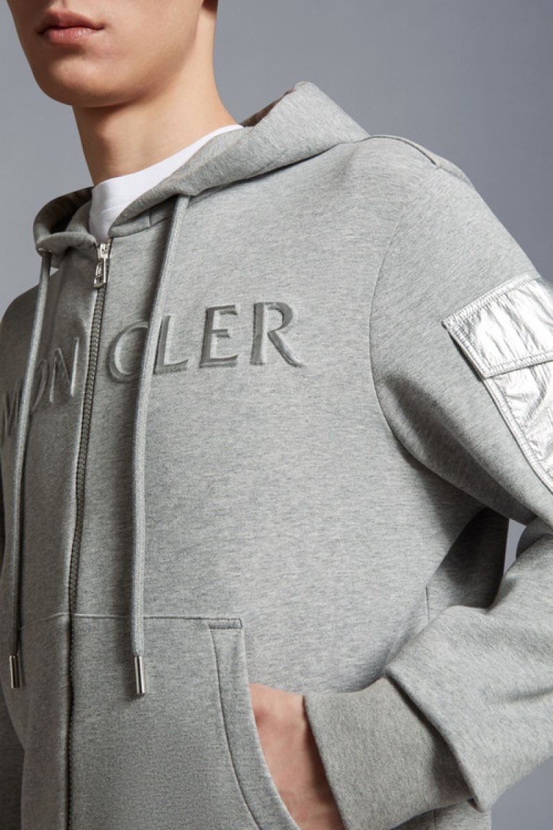 Sudadera con Capucha Moncler Embossed Logo Hombre Grises | ROQD-48719