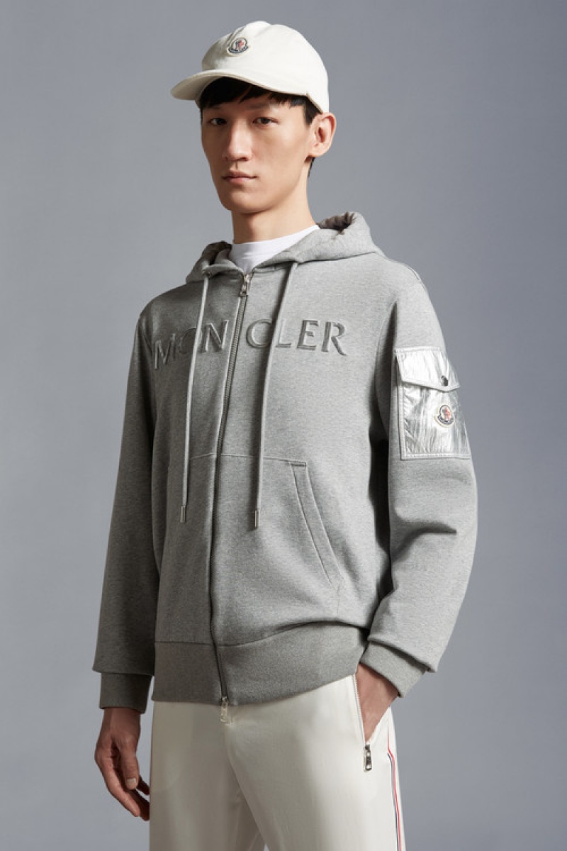 Sudadera con Capucha Moncler Embossed Logo Hombre Grises | ROQD-48719