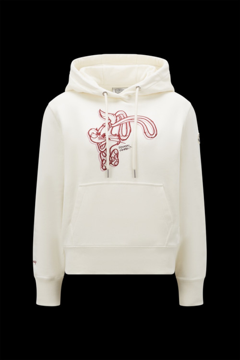 Sudadera con Capucha Moncler Embroidered Mujer Blancos | LRTY-27058