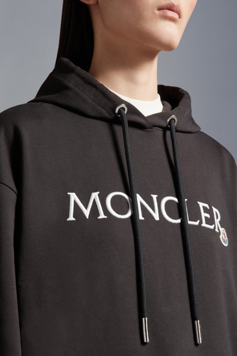 Sudadera con Capucha Moncler Embroidered Logo Mujer Negros | EKUP-84327