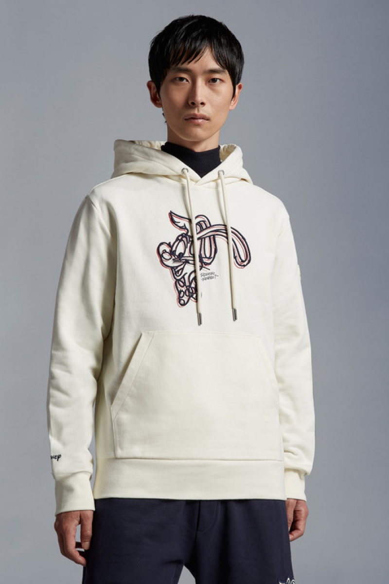 Sudadera con Capucha Moncler Embroidered Fleece Hombre Blancos | YOCS-56041