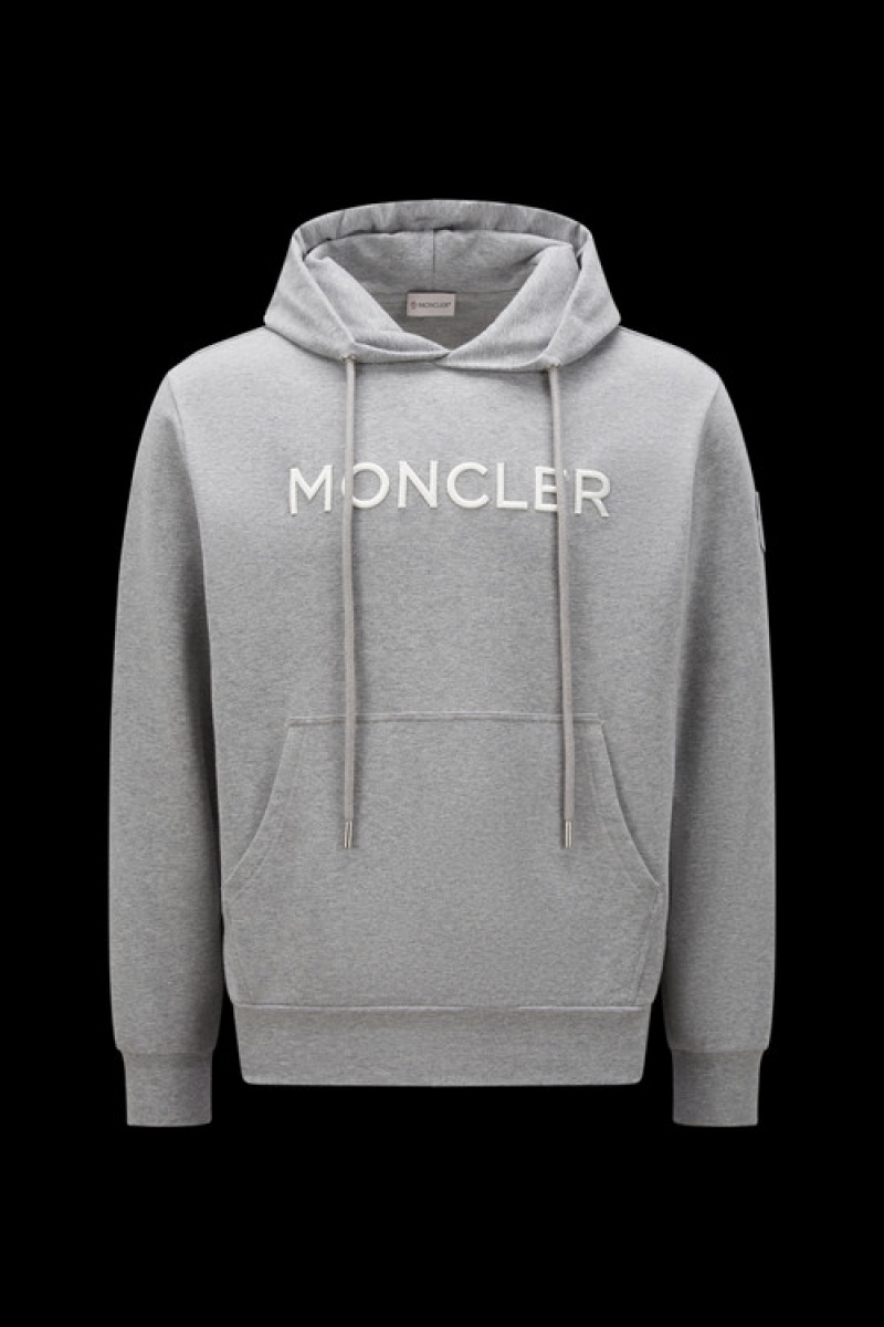 Sudadera con Capucha Moncler Embroidered Logo Hombre Grises | RTQG-71658