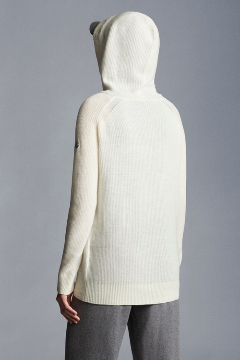 Sudadera con Capucha Moncler Lana & Cashmere Mujer Blancos | HQMJ-40235