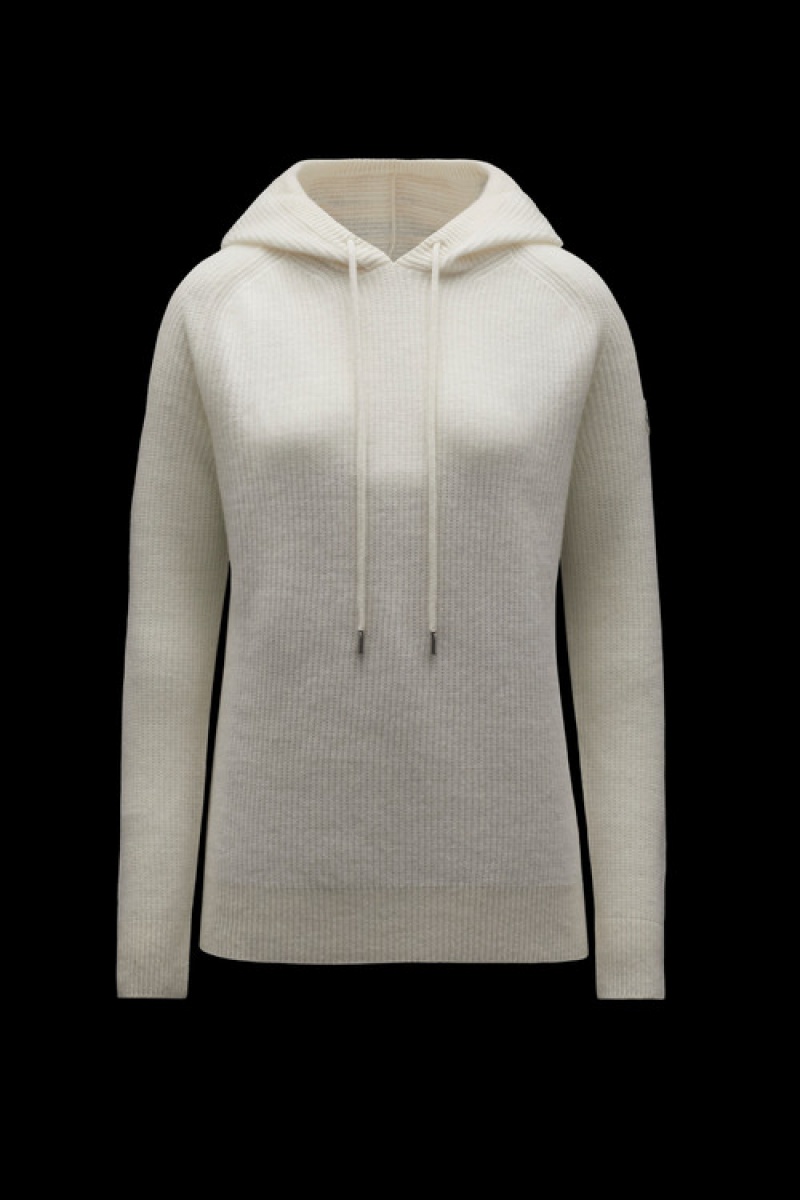 Sudadera con Capucha Moncler Lana & Cashmere Mujer Blancos | HQMJ-40235