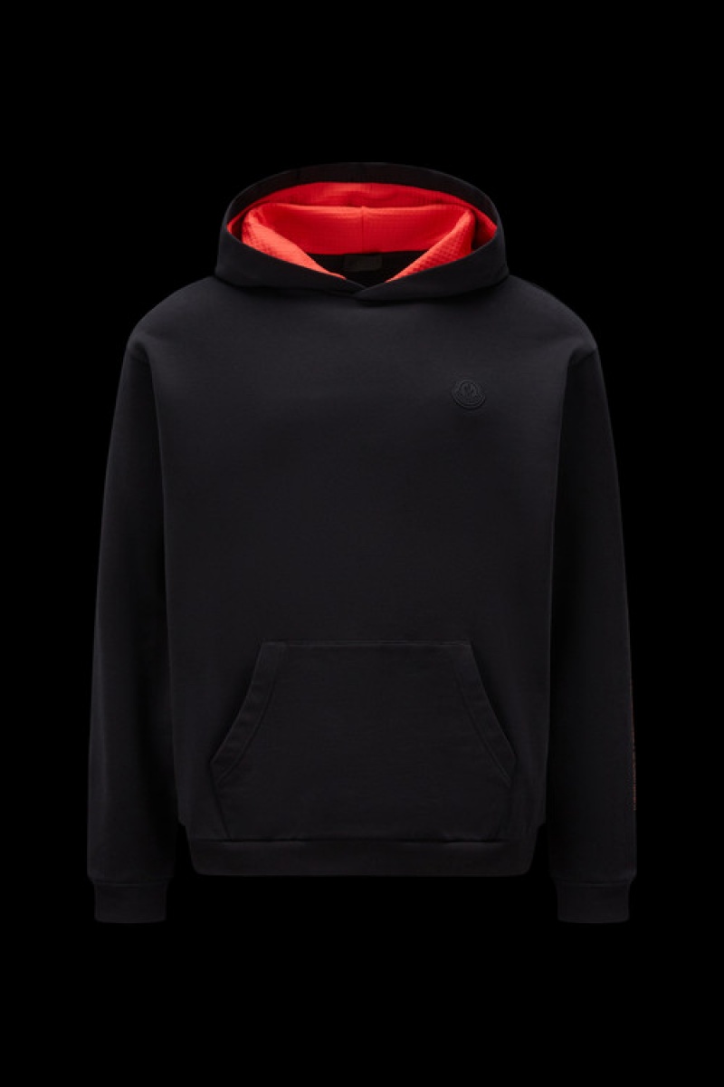 Sudadera con Capucha Moncler Logo Hombre Negros | UPCY-94176