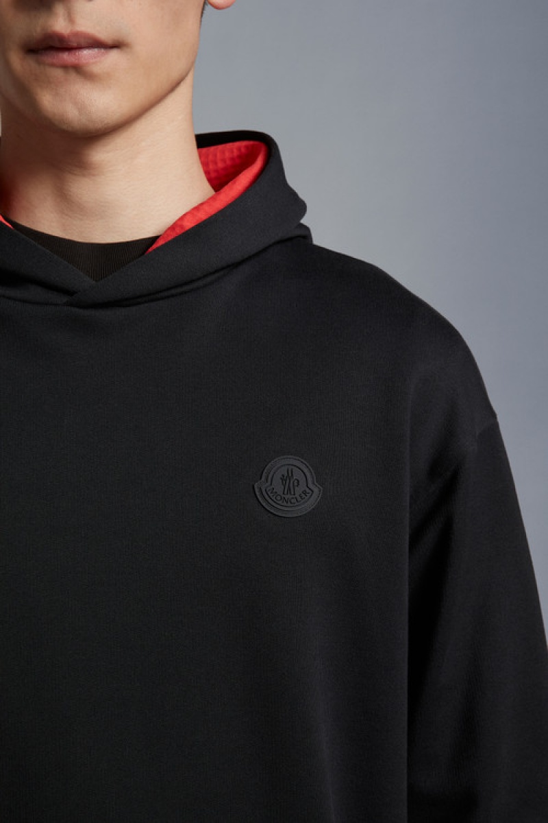 Sudadera con Capucha Moncler Logo Hombre Negros | UPCY-94176