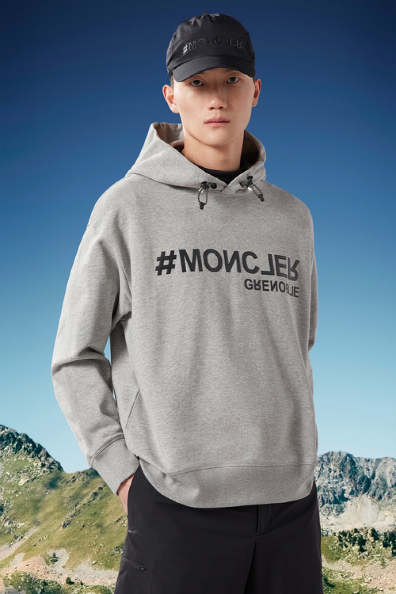 Sudadera con Capucha Moncler Logo Hombre Grises | RBQH-72651