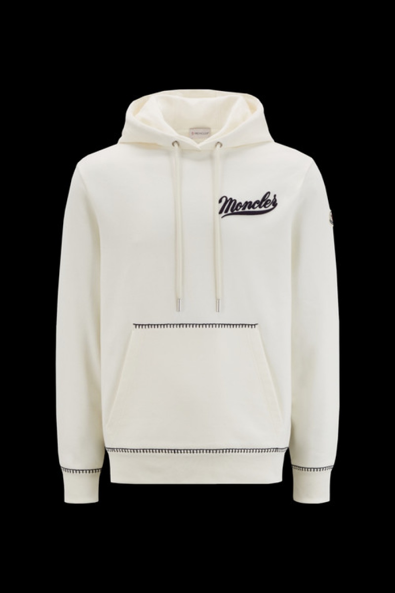 Sudadera con Capucha Moncler Logo Hombre Blancos | BNCX-06391