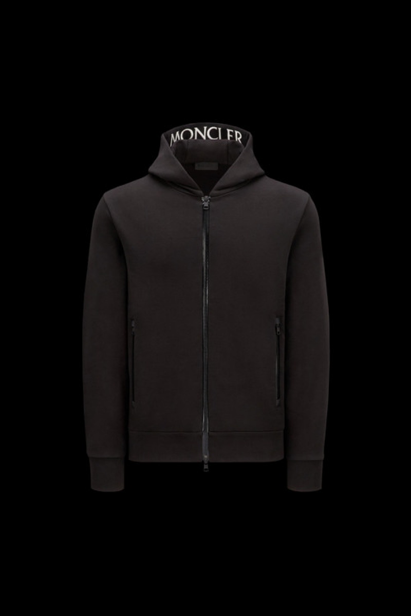 Sudadera con Capucha Moncler Logo Zip-up Hombre Negros | JULT-31985