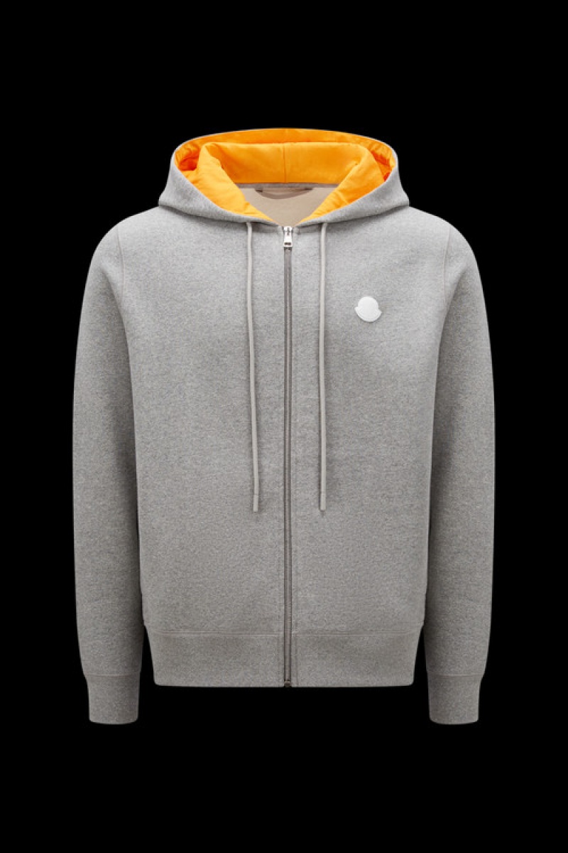 Sudadera con Capucha Moncler Logo Zip-up Hombre Grises | HZFL-13296