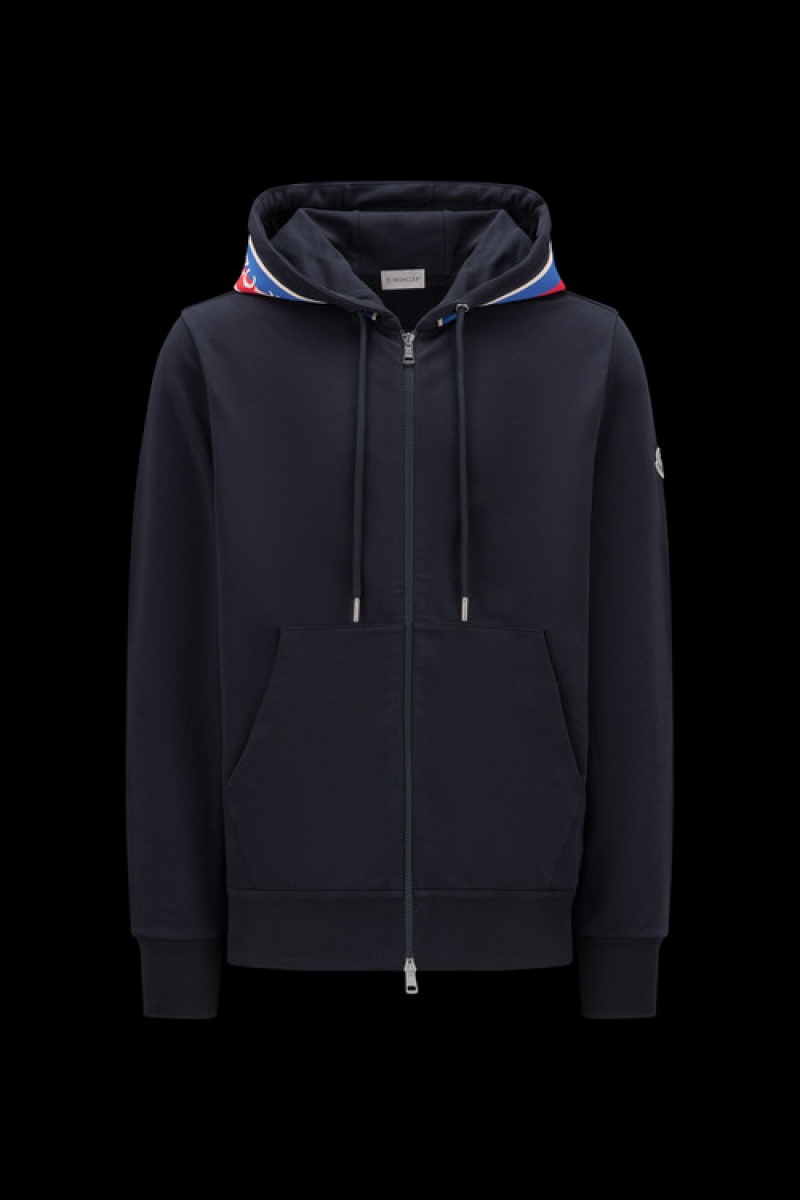 Sudadera con Capucha Moncler Logo Zip-up Hombre Azul Marino Azules | ANHE-01328