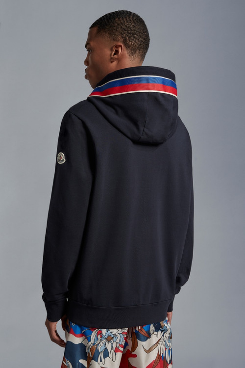 Sudadera con Capucha Moncler Logo Zip-up Hombre Azul Marino Azules | ANHE-01328