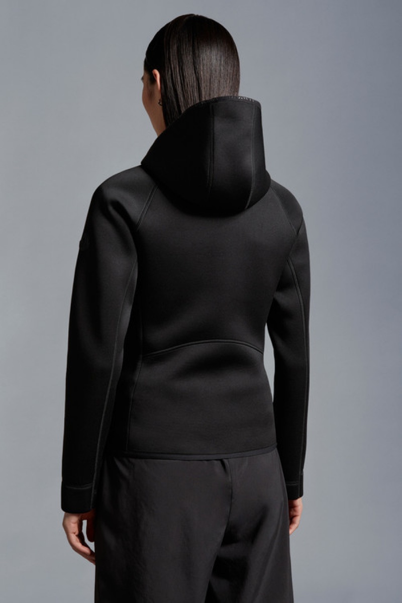 Sudadera con Capucha Moncler Neoprene Zip-up Mujer Negros | YGTS-19546