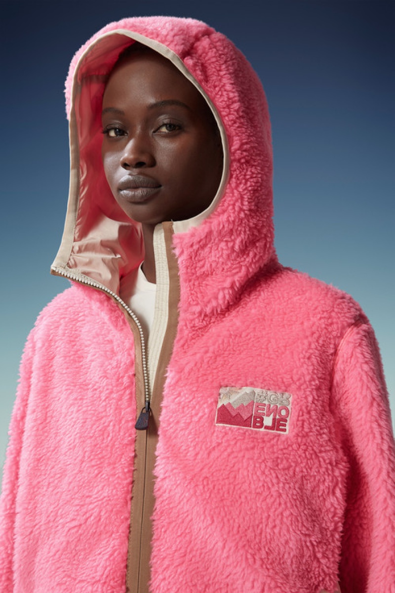 Sudadera con Capucha Moncler Teddy Zip-up Mujer Rosas | GSPE-90846